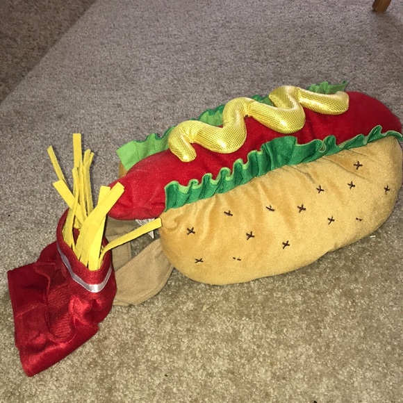 Dog Costume Hot Dog Fries Hat S/M Velcro Comfort - Picture 4 of 8